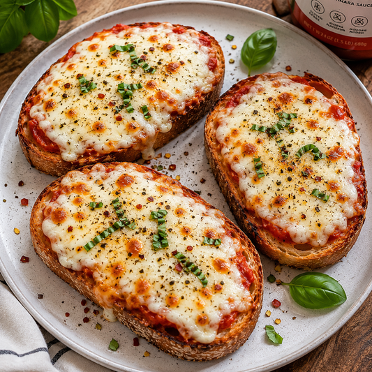 High Protein Sourdough Pizza Toast Recipe (57g Protein)